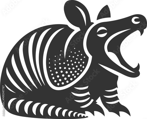 Vector drawing animal silhouette of a armadillo