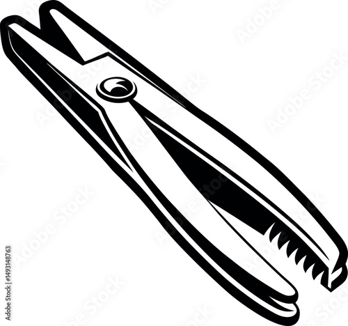 Stylized black and white illustration of a wooden clothespin icon graphic vector silhouette Generative AI