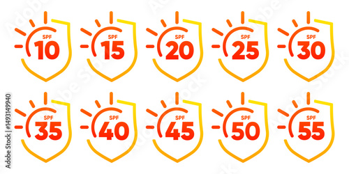 UV Protection. Ultraviolet Rays Icon. Sunblock. Skin care. SPF sun resistant. Sun UV level. Isolated Vector Illustration.