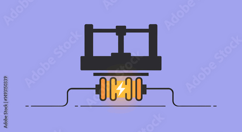 Simple Illustration Of Electric Power System With Orange Battery And Black Frame