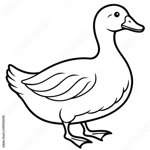 Outlined cartoon duck illustration for coloring