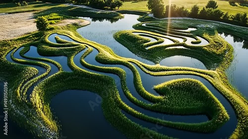 Wallpaper Mural Aerial View of Serpentine Waterways and Lush Greenery Torontodigital.ca