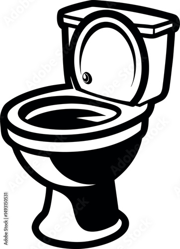 Graphic illustration of a modern toilet in black and white style vector silhouette 