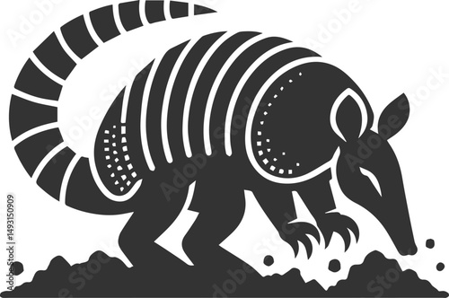 Vector drawing animal silhouette of a armadillo