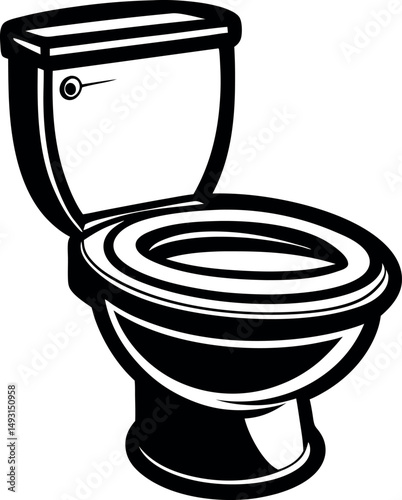 Monochrome toilet illustration with the lid up, perfect for any bathroom vector silhouette Generative AI