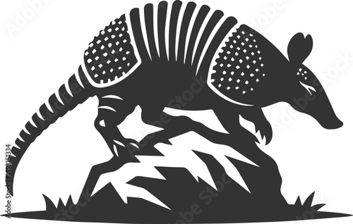 Vector drawing animal silhouette of a armadillo
