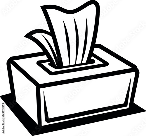 Sleek minimalist design of a tissue box with tissues emerging from the top vector silhouette Generative AI