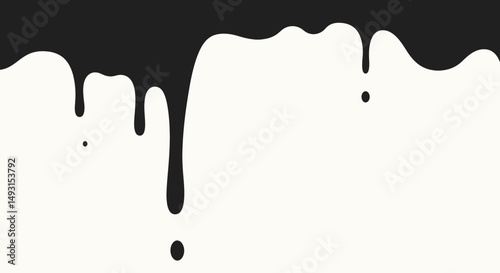 Black Liquid Drips on White Background