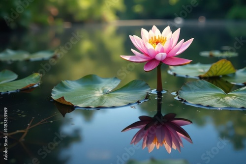 Intricate floral design reflected in calm lake water , wallpaper, lake, still