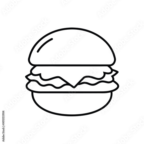 Vegan burger with lettuce wrap Black line drawing