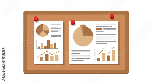 Simple Beige Notice Board With Charts And Graphs