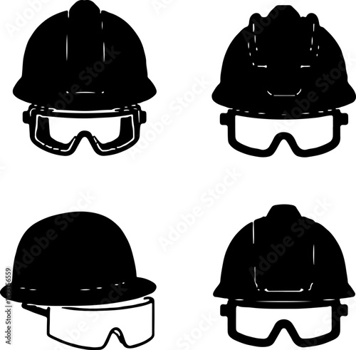 Construction Helmet Silhouettes Set"