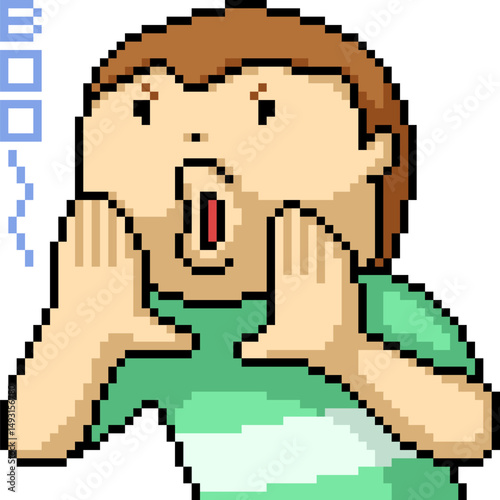 pixel art of man yell boo disrespect