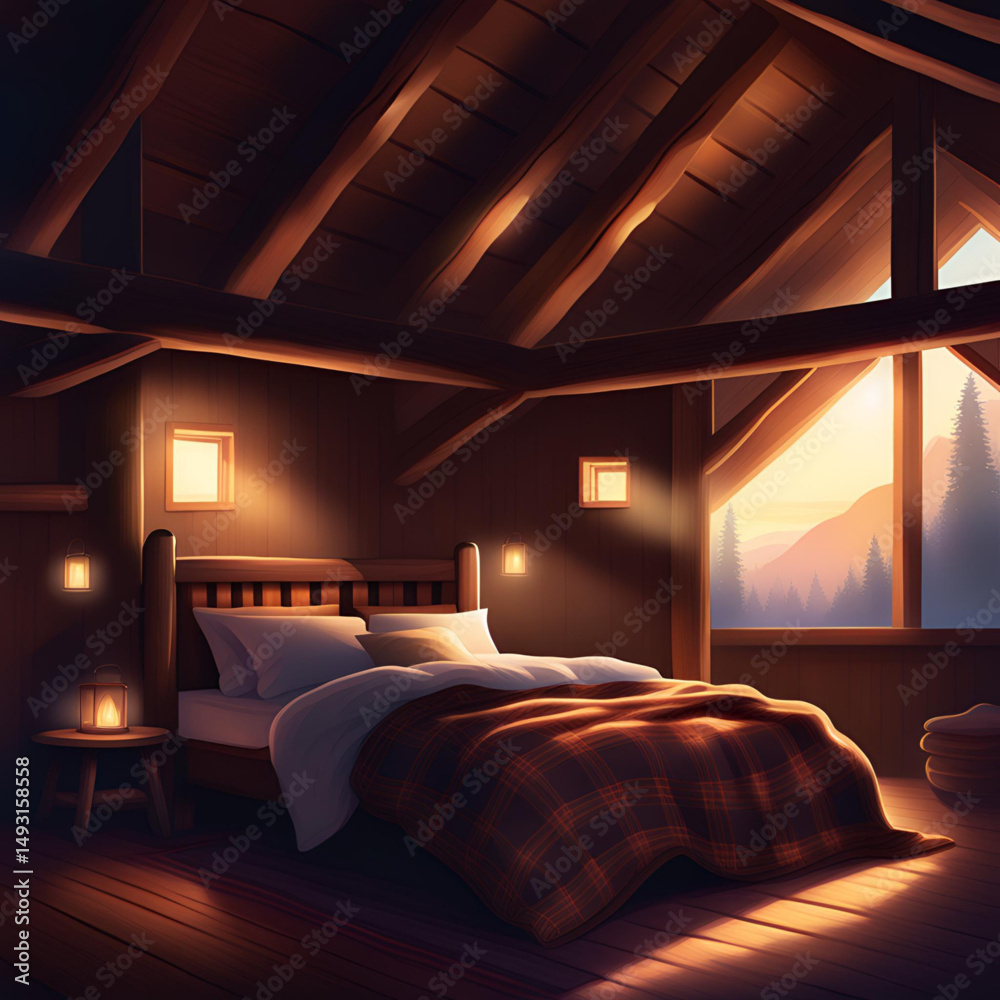 Bedroom rustic wood