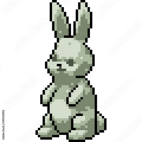 pixel art of animal rabbit rock sculpture