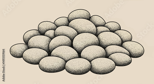Pile Of Round Stones In Vintage Style