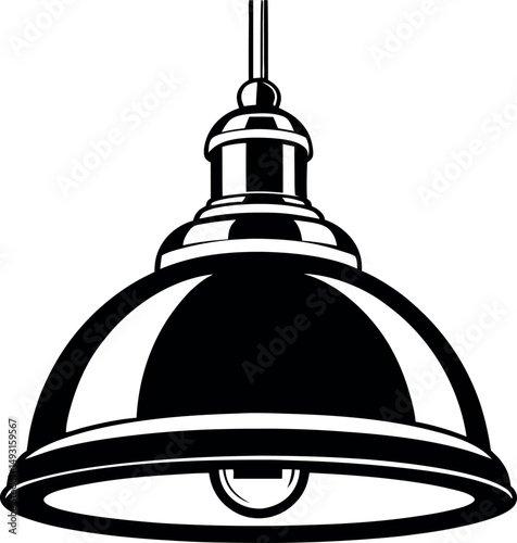 Elegant Monochrome Lamp with Bulb Illustration for Lighting and Interior Design vector silhouette  