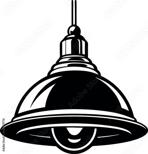 Black and white vintage style pendant light fixture design icon vector vector silhouette Generative AI