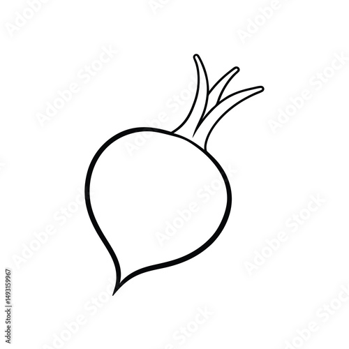 Whole beet Black line drawing