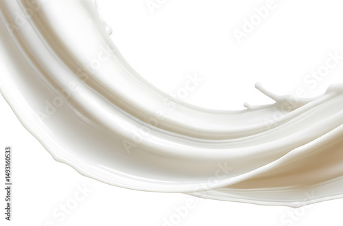 Skincare Product Background of Elegant wave of smooth white liquid isolated on a pure white background