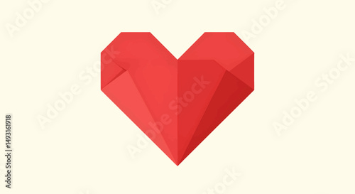 Red Geometric Origami Heart