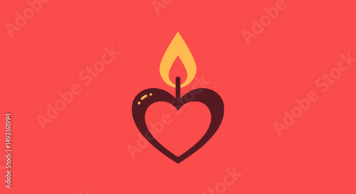 Pixel Art Heart Candle Graphic Illustration