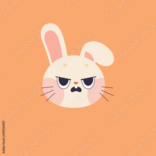 Grumpy Bunny Illustration Cute, Angry Rabbit Character Design