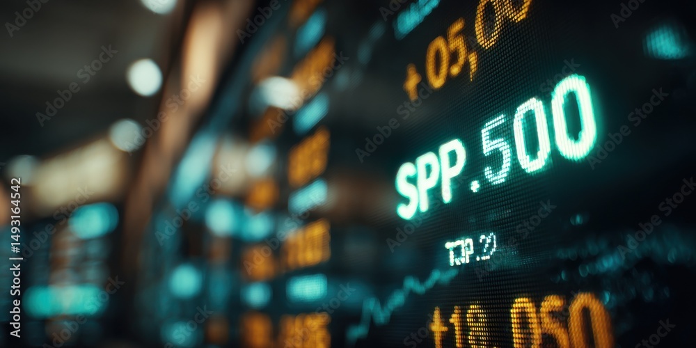Obraz premium Stock Market Data Displayed on Screen, Illustrating Financial Analysis and Investment Strategy, Showing Upward Trend in Economy : Generative AI