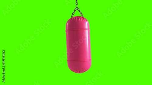 Loop video of the pink punching bag, alpha channel