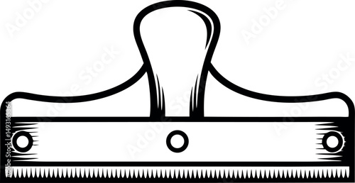 Detailed black and white line drawing of a manual carpet thread trimmer vector silhouette 