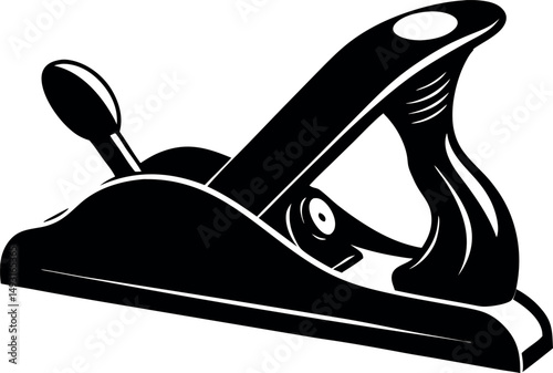 Black and white image depicts a block plane tool for woodworking vector silhouette Generative AI
