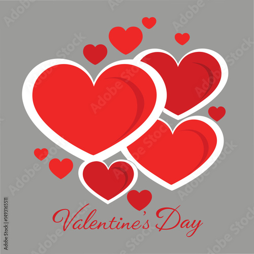 Elegant Red Hearts Vector for Valentine’s Day Cards