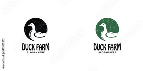 Creative duck farm logo design with modern concept premium vector