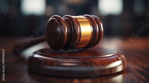 Wooden gavel on stand