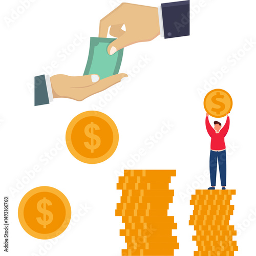 Businessman giving money banknote Illustration