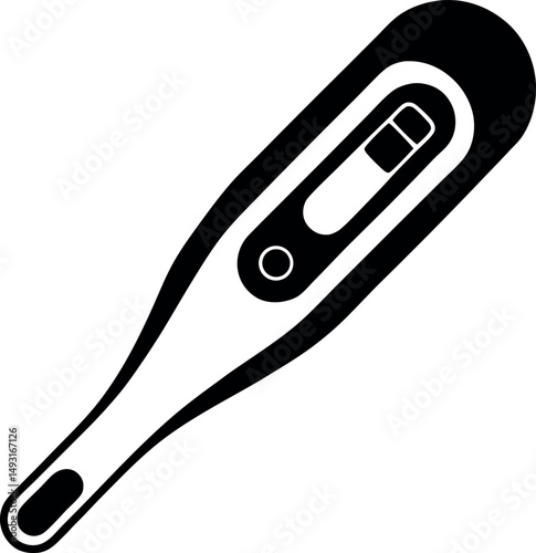 Black and White Clinical Digital Thermometer Used for Medical Body Temperature vector silhouette  