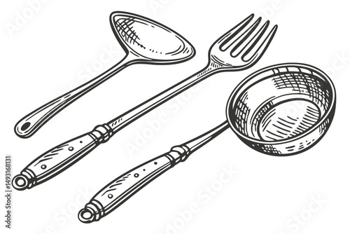   fork, spoon, ladle