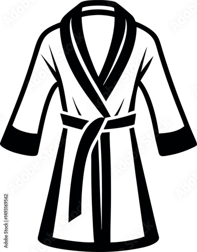 Illustration of a black and white robe with a tied belt design vector silhouette Generative AI