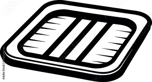 Black and white vector illustration of a food container with divisions vector silhouette Generative AI