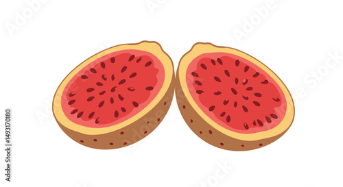Two Red And Pink Fig Slices Illustration
