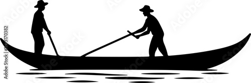 Silhouette of Gondolier on Boat

