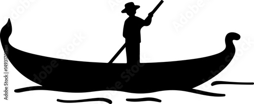 Silhouette of Gondolier on Boat

