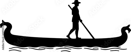 Silhouette of Gondolier on Boat

