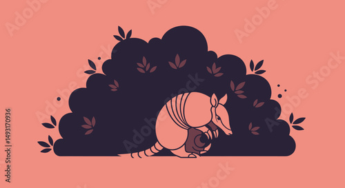Pixel Art Armadillo Hiding In Lush Plants
