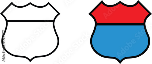Blank US Highway Route Sign Design. American Route Shield Sign.