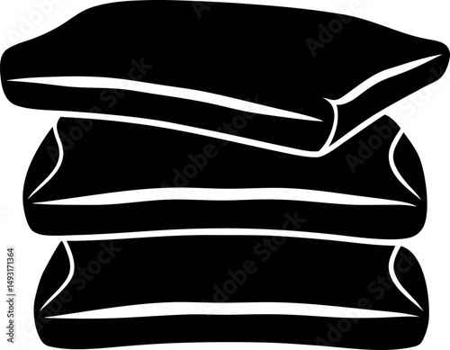 Stylized stack of three pillows with curved corners and contrasting edges vector silhouette Generative AI