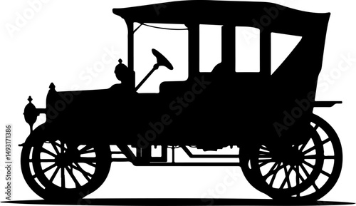 Vintage Convertible Car Silhouette