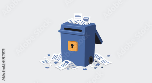 Pixel Art Shredder Bin Filled With Documents