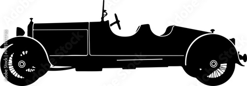 Vintage Convertible Car Silhouette