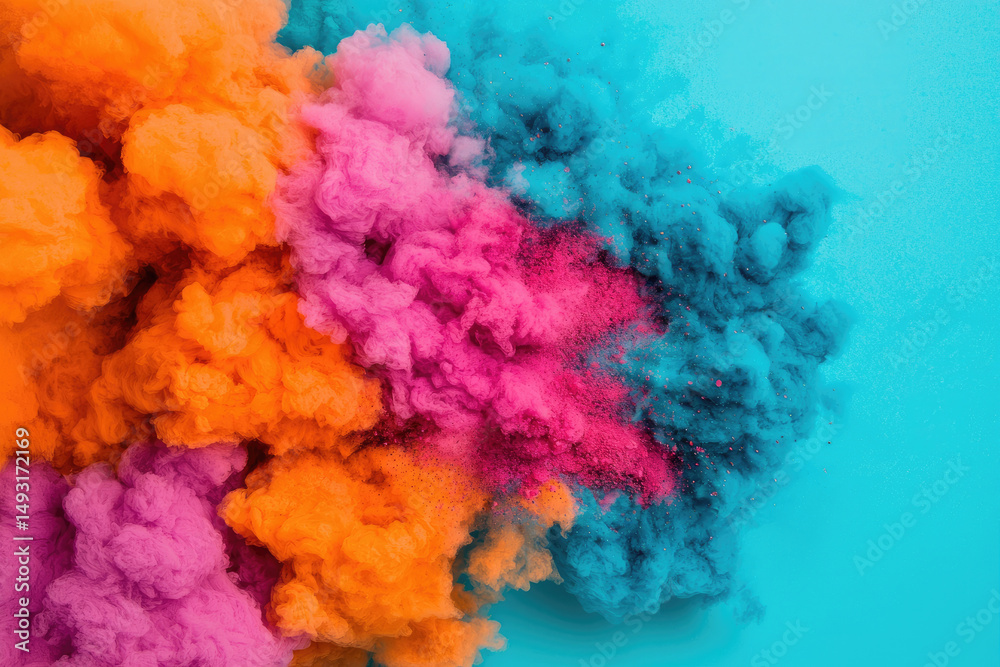 Fototapeta premium Vibrant color explosion art abstract background digital art creative environment aerial view innovative design concept for visual impact